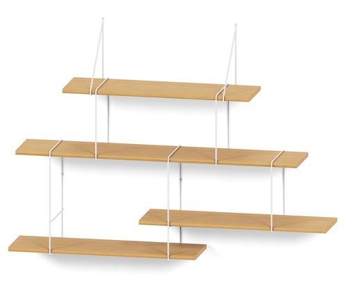 Solid oak wall mounted - oak, 4-tier