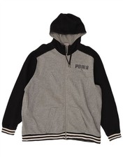 PUMA Mens Graphic Zip Hoodie Sweater 2XL Grey Colourblock Cotton AW13