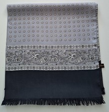 Vintage Men's 60s Fringed Silk Geometric Patterned Scarf  (950E)