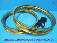 YAMAHA YZ250 W/A/B1 89-91 WR250 89 FRONT & REAR GOLD ALU WHEEL RIM SET  (ma6866)
