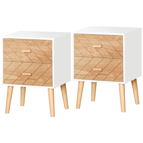 Homcom bedside table set 2 - bedside,