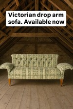 Antique Victorian Drop-Arm Sofa | Button-Tufted Upholstery | Country House
