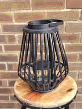 Large Black Rattan lantern with glass holder 35 cm