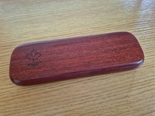Twisted Wooden Ballpoint Pen In Wooden Case Holder Possibly Redwood/Rosewood