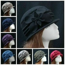 Flower Felt Hat Wool Bucket Elegant Ladies Winter Vintage Women's Cloche Hats