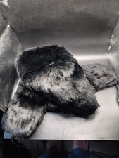 Vintage Russian Black real fur trapper hat size medium winter warm revival