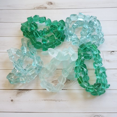 Glass nugget beads strands - nugget,