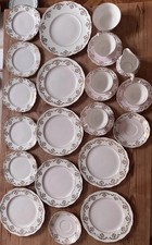 Vintage Royal Vale Tea Set VGC Bone China Pink Gold Floral