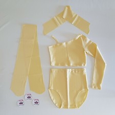 (#242) Age 5/7 Freestyle Plain Lemon Lycra 4 Piece Dance Set Beginners/Starters