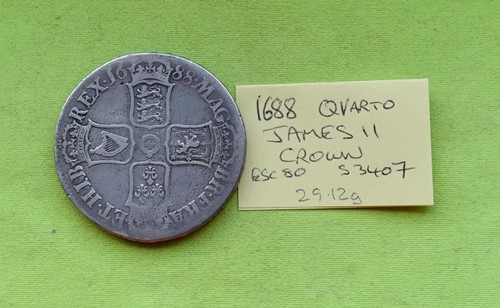 1688 silver crown coin - coin, king