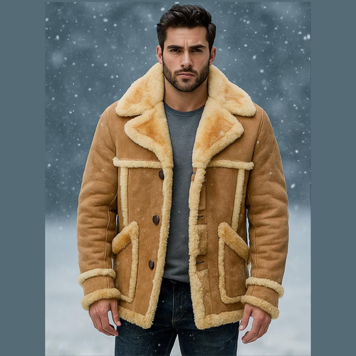 Men brown real shearling - men's,