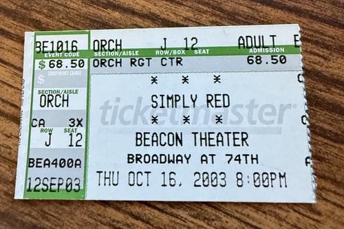 Simply red rare concert ticket - simply,