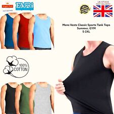 3/6 PK Mens Vests Classic Sports 100% Cotton Tank Tops Summer Training GY S-2XL