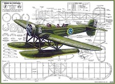 Model Airplane Plans (FF/RC): Heinkel He5 (S5) Hansa Scale 38" Seaplane for 1cc