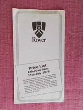 1979 ROVER SD1 PRICE LIST