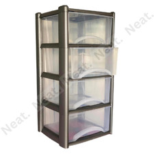 4 Drawer Plastic Storage Tower Unit Organizer Home Office School Storage Chest