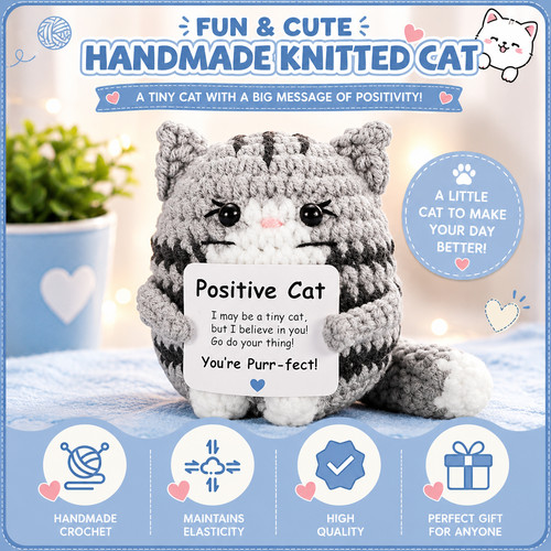Handmade crochet cat positive - handmade,