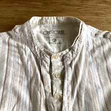 MENS LINEN MIX DOUBLE GRANDAD SHIRT BY CHEROKEE        19.5.   COLLAR.  SIZE XL