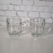 Half Pint Dimple Glass Mug Barrel Unbranded Made In France Bar Man Cave