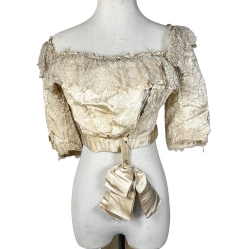 Antique 1890s white silk - white,