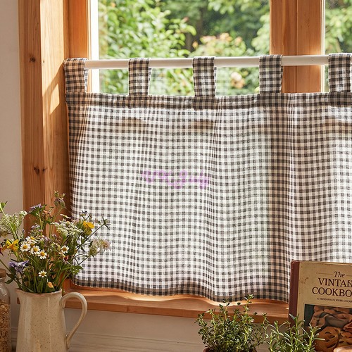 Grey white gingham tab - grey,
