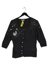 Monsoon Women's Cardigan UK 12 Grey Cotton with Viscose, Nylon, Angora Cardigan