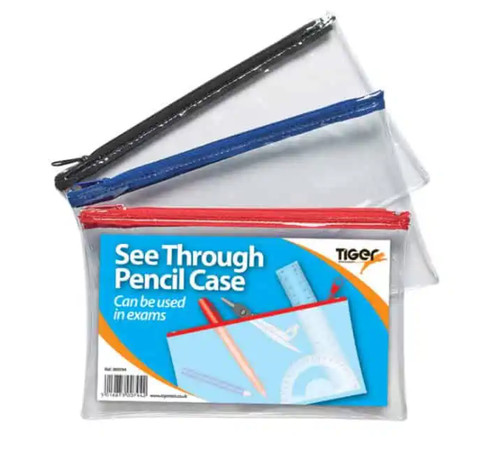 Tiger clear pencil case exam - case,