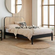 Black Rattan Bed, Margot Black Rattan Wooden Bed Frame, Available in 3 Sizes