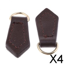 4x 2x Real Leather Zipper Pull
