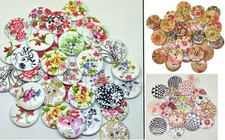 30mm Wooden Buttons Flower