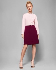 Ted Baker Scallop bow Detail A Line Dress. Dusky Pink. Size 4. New With Tags.