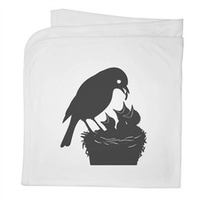 'Bird Feeding Chicks Nest Silhouette' Cotton Baby Blanket / Shawl (BY00045303)
