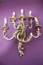 VINTAGE FRENCH  SINGLE WALL LIGHT LARGE ROCOCO  SOLID BRASS SCONCE  (NV8)