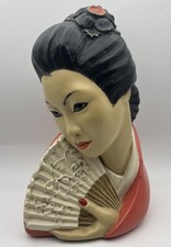 Vintage 1965 Marwal Asian Geisha Woman Bust Mid Century RARE Model Chalkware