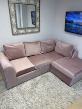 Pink Velvet Right Hand Corner Chaise Sofa