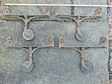 4 x Antique French Reclaimed Industrial Metal Trolley Mount Brackets on Castors