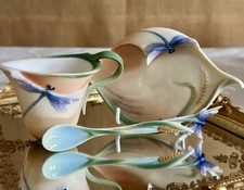 Franz Porcelain Dragonfly Cup & Saucer FZ00028 & SPOON FZ00141 PERFECT! Unused!