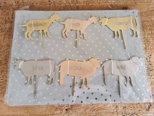 Anthropologie Animal Shaped Cows Goats Sheep Metal Cheese Markers