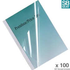100x GBC A4 Thermal Binding Covers White/Clear 3mm IB370021 PVC Silk Finish VAT