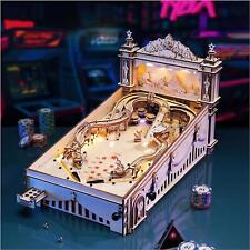 Puzzle 3D Wooden DIY Model LED Self Assemble Arcade Game Build Pinball Machine 