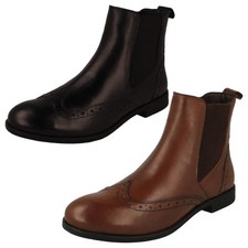 Ladies Leather Collection Brogue Detailed Chelsea Boots *F4R455*