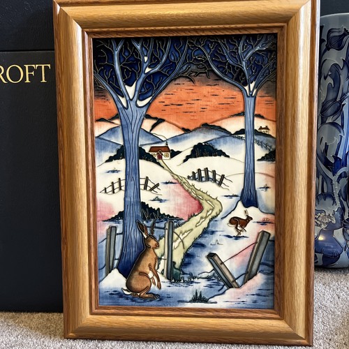 Moorcroft pottery wood - pottery, framed