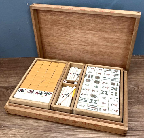 Vintage japanese mahjong tile - vintage,