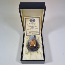 Boxed Moorcroft Enamel Vase "Tawny Owl" Limited Edition 100 5.6cm T. Halloran