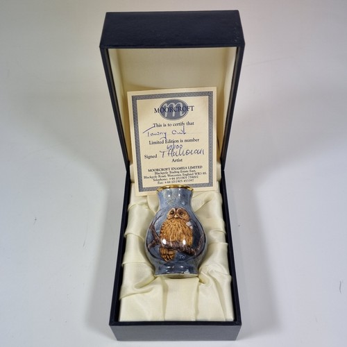 Boxed moorcroft enamel vase - boxed,