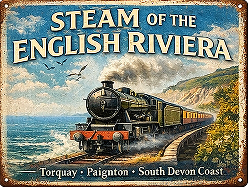 Torquay steam train - train, sign