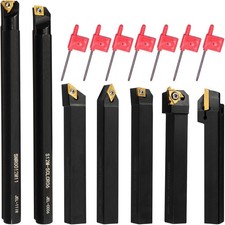 Lathe Turning Tool Set, 12mm Shank 7 Pieces Carbide Turning Tool, Metal Lathe To