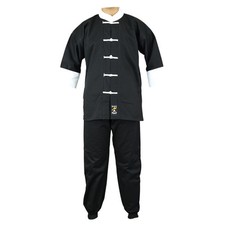 Playwell Kung Fu Uniform Black/White Gi Adults Martial Arts Suits Cotton Tai Chi