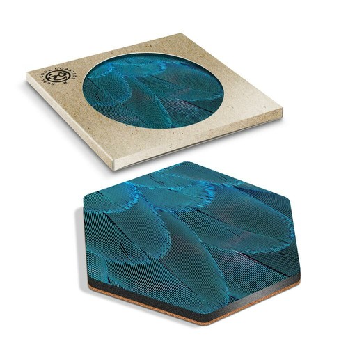 Hexagon coaster blue - x,