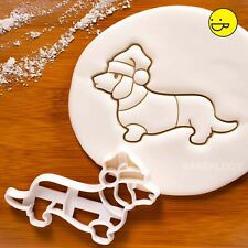 Christmas Dachshund cookie cutter | santa hat sausage dog wiener Dackel cute